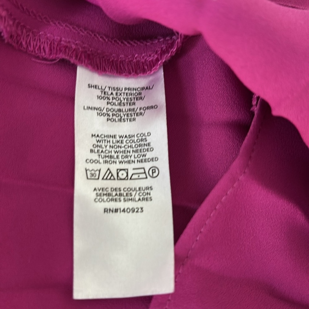 LOFT Women’s size 12 ‘Pleated Crossover Strappy Midi Dress’ in Magenta Shadow - Picture 7 of 9